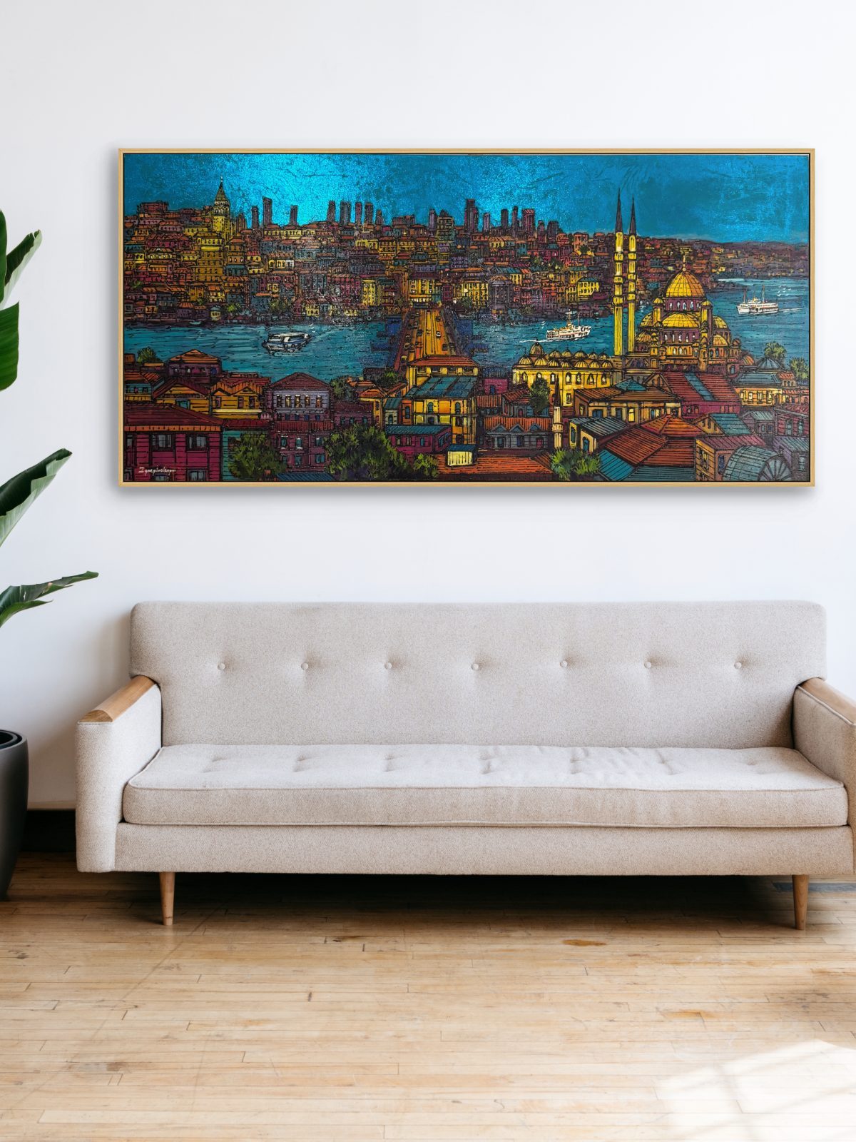 Masal Şehir İstanbul Yağlı Boya Tablosu Simurg Sanatevi