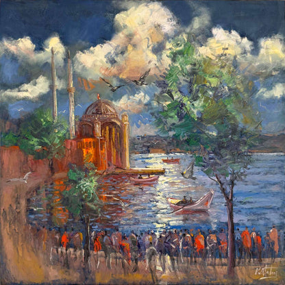 Ortaköy’de Bir Akşamüstü Yağlı Boya Tablosu Simurg Sanatevi