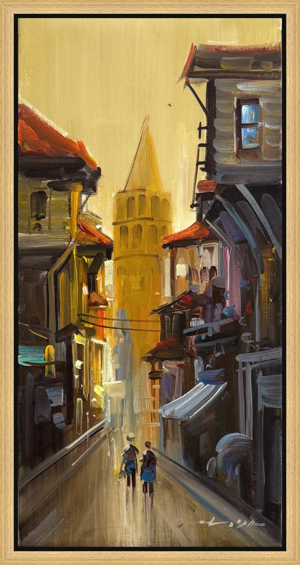 Galata'ya Doğru Yağlı Boya Tablosu Simurg Sanatevi