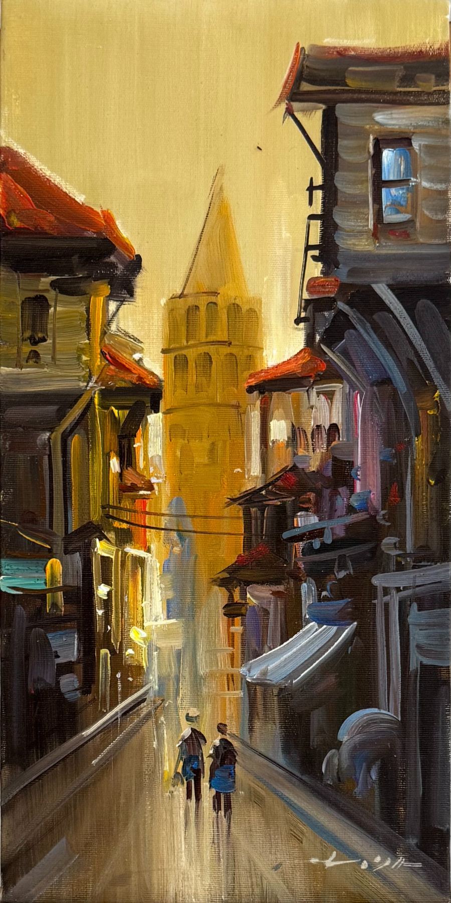 Galata'ya Doğru Yağlı Boya Tablosu Simurg Sanatevi