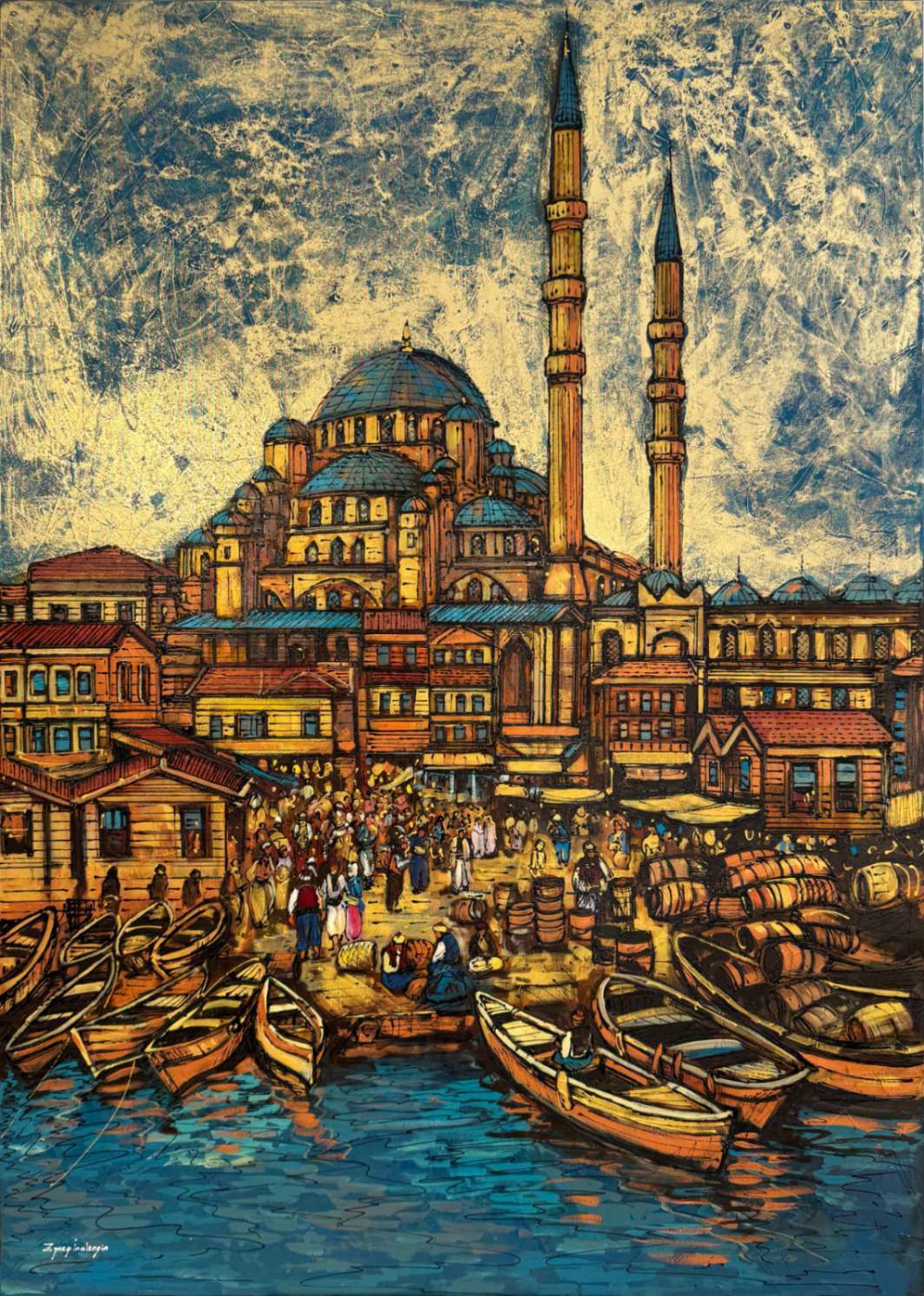Eminönü İskelesi Yağlı Boya Tablosu Simurg Sanatevi
