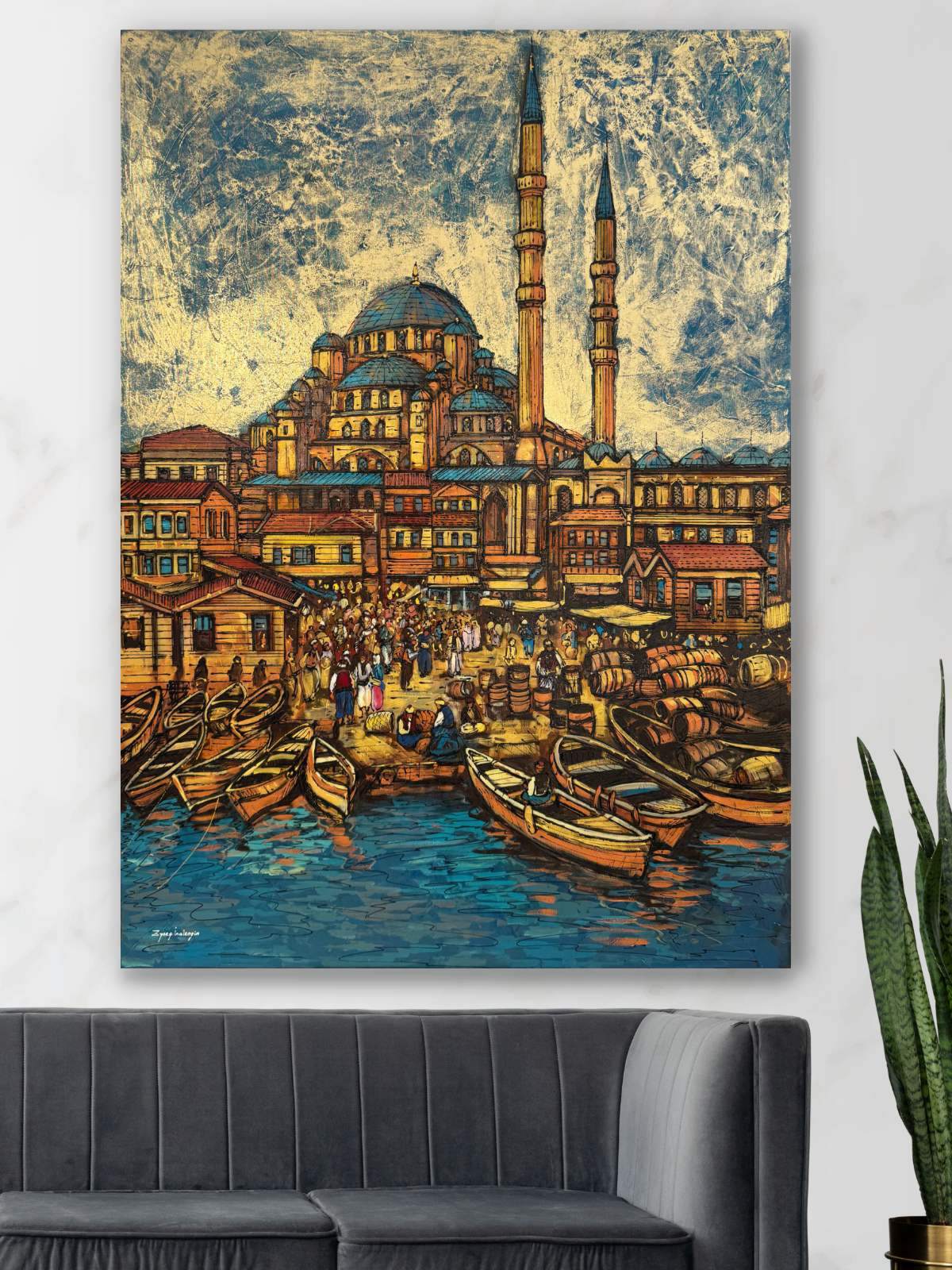 Eminönü İskelesi Yağlı Boya Tablosu Simurg Sanatevi