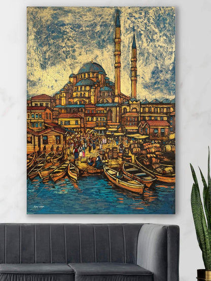 Eminönü İskelesi Yağlı Boya Tablosu Simurg Sanatevi
