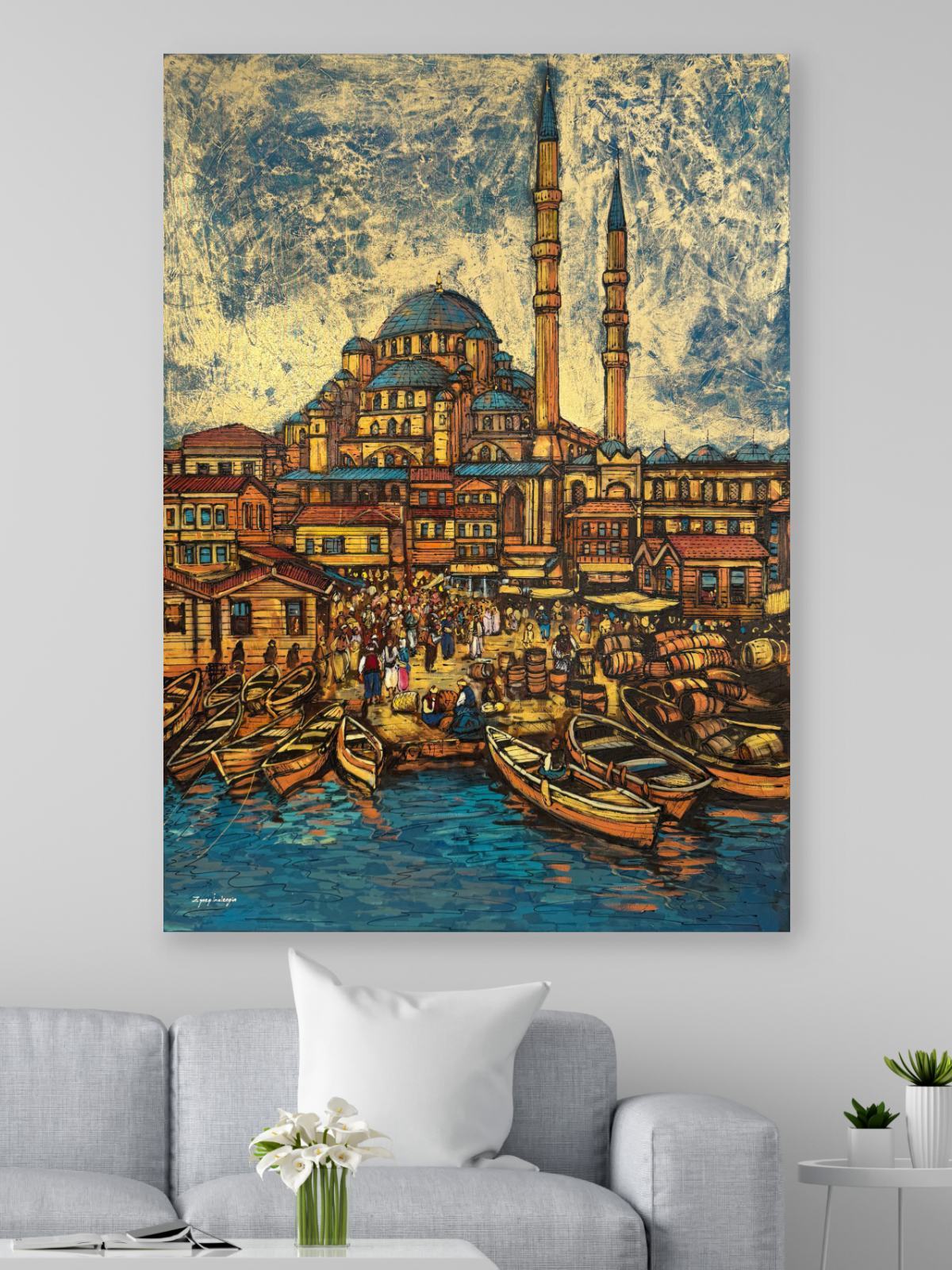 Eminönü İskelesi Yağlı Boya Tablosu Simurg Sanatevi