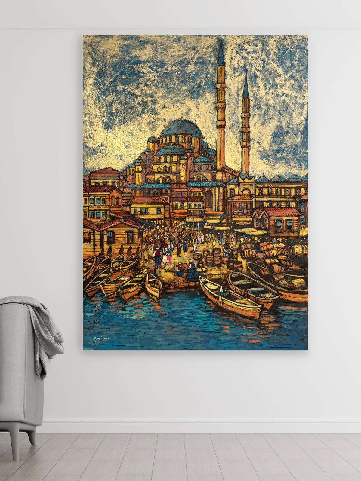 Eminönü İskelesi Yağlı Boya Tablosu Simurg Sanatevi