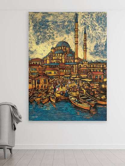 Eminönü İskelesi Yağlı Boya Tablosu Simurg Sanatevi
