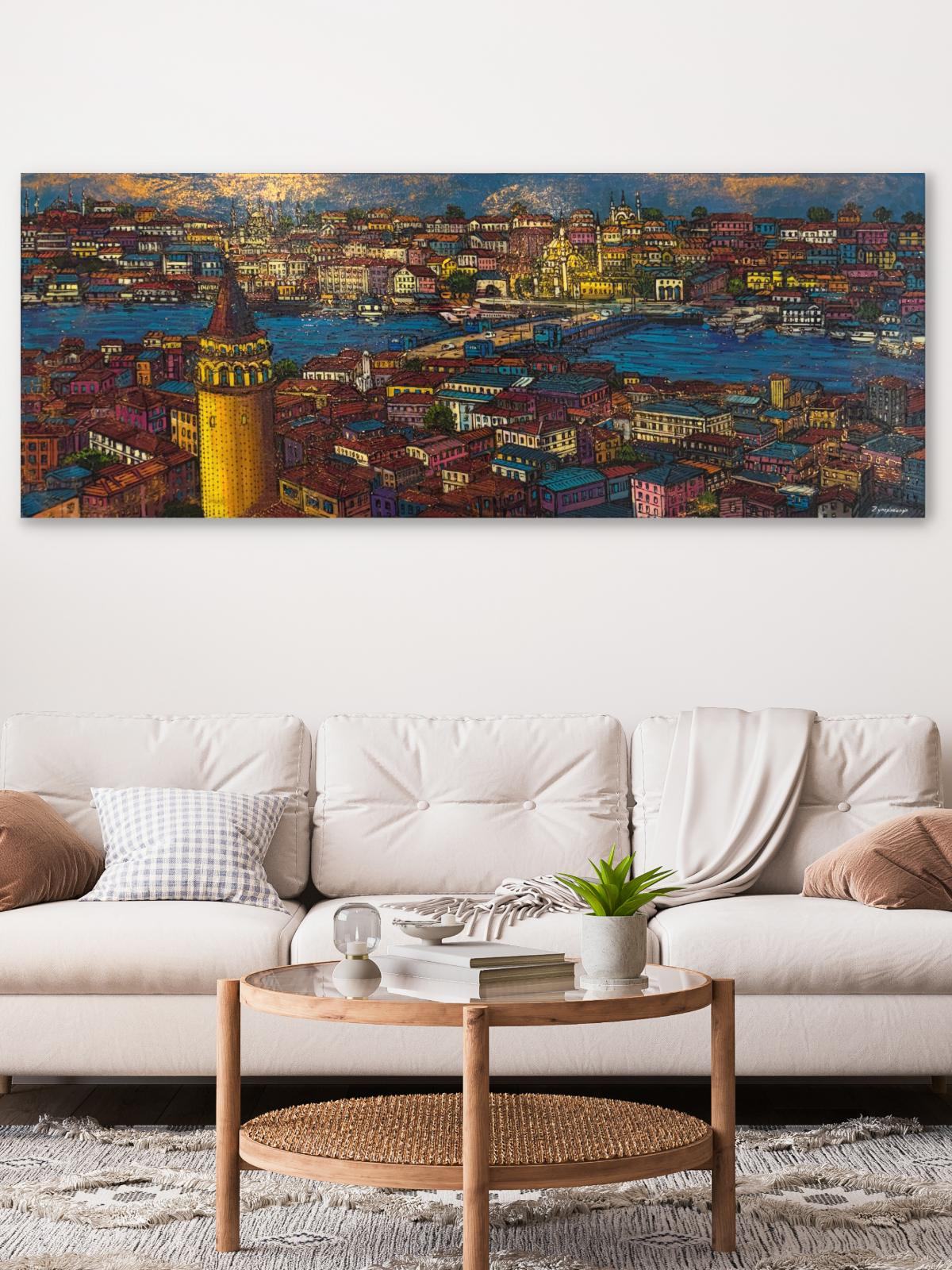 Galata Panoraması Yağlı Boya Tablosu Simurg Sanatevi