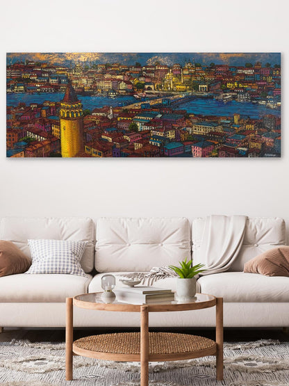 Galata Panoraması Yağlı Boya Tablosu Simurg Sanatevi