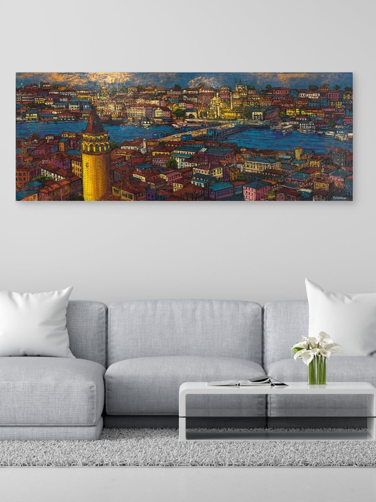 Galata Panoraması Yağlı Boya Tablosu Simurg Sanatevi