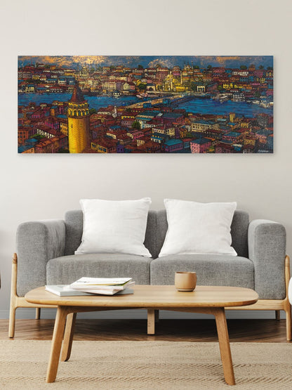 Galata Panoraması Yağlı Boya Tablosu Simurg Sanatevi