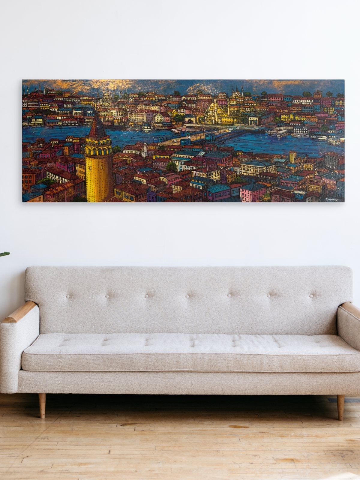 Galata Panoraması Yağlı Boya Tablosu Simurg Sanatevi