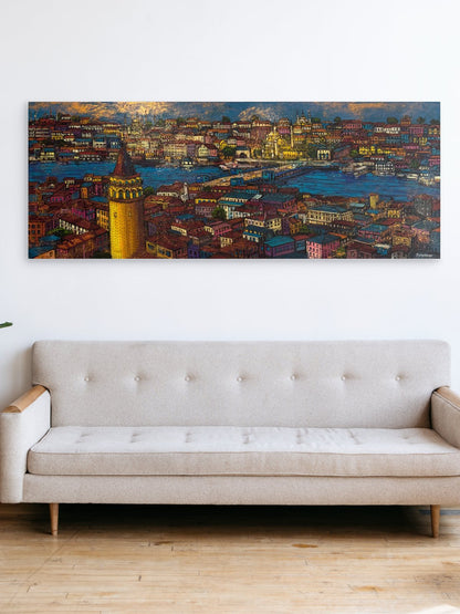 Galata Panoraması Yağlı Boya Tablosu Simurg Sanatevi