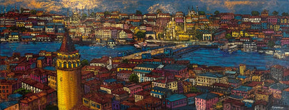 Galata Panoraması Yağlı Boya Tablosu Simurg Sanatevi