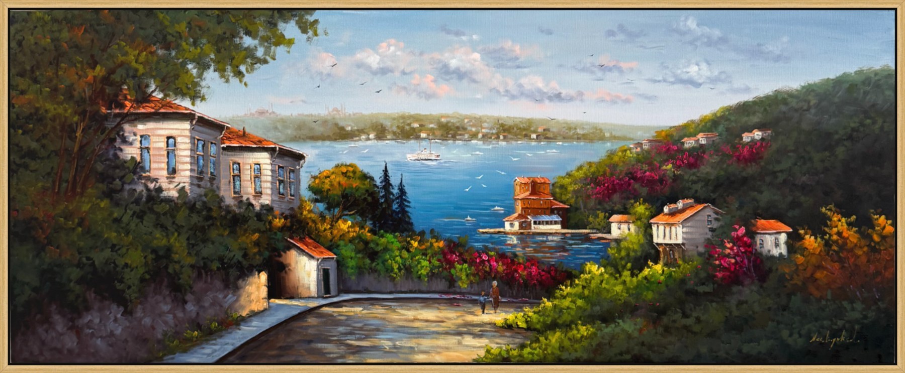 Tepeden Boğaziçi Yağlı Boya Tablosu Simurg Sanatevi