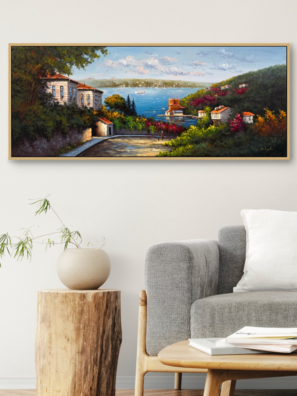 Tepeden Boğaziçi Yağlı Boya Tablosu Simurg Sanatevi