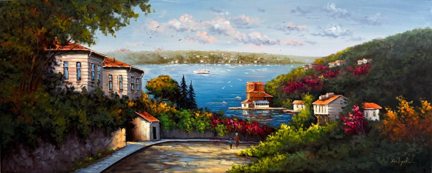 Tepeden Boğaziçi Yağlı Boya Tablosu Simurg Sanatevi