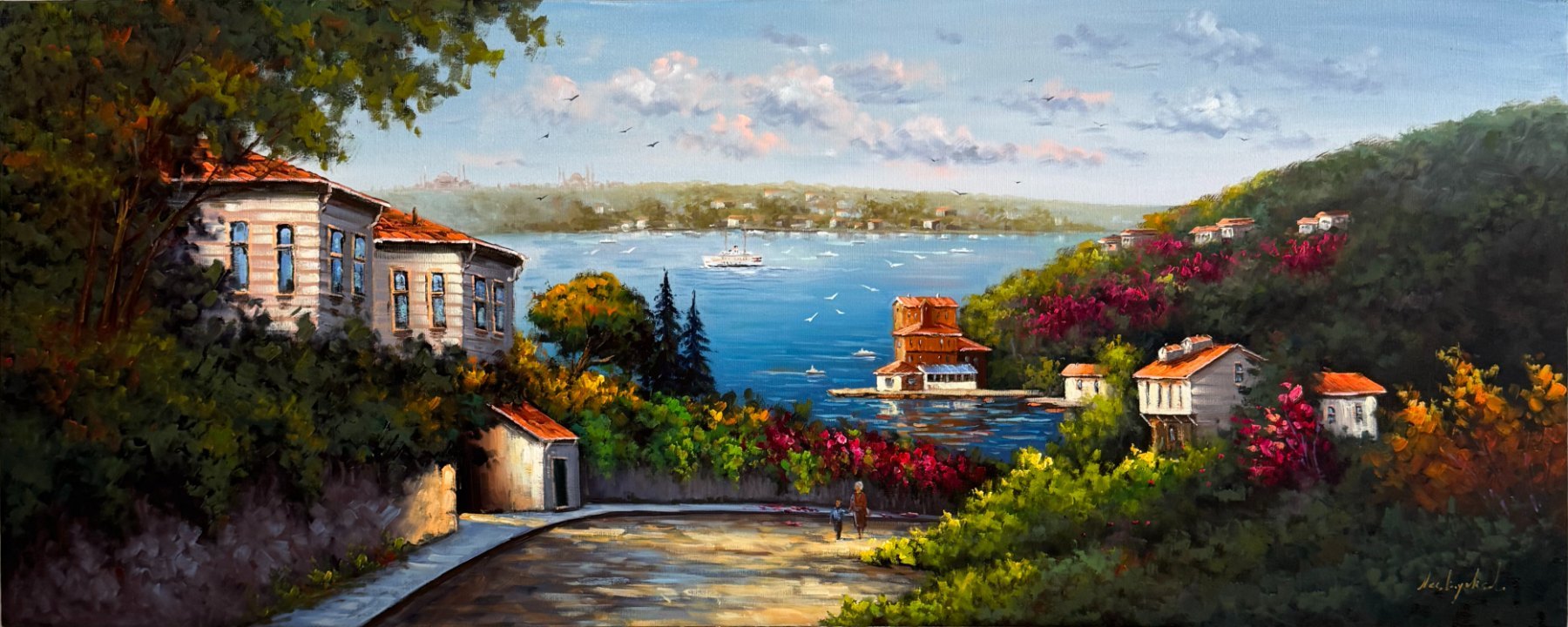 Tepeden Boğaziçi Yağlı Boya Tablosu Simurg Sanatevi