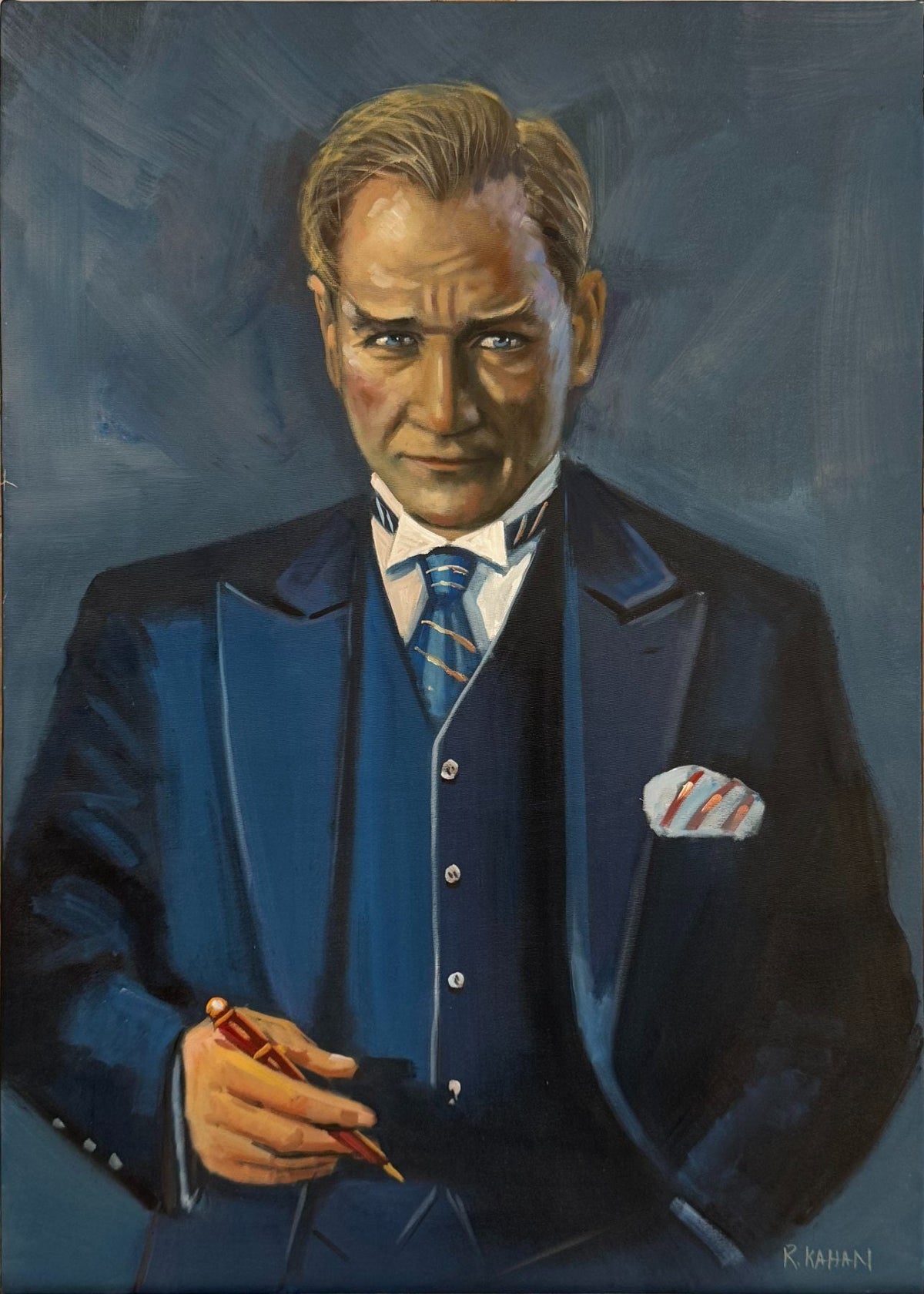 Atatürk Potresi Yağlı Boya Tablosu Simurg Sanatevi