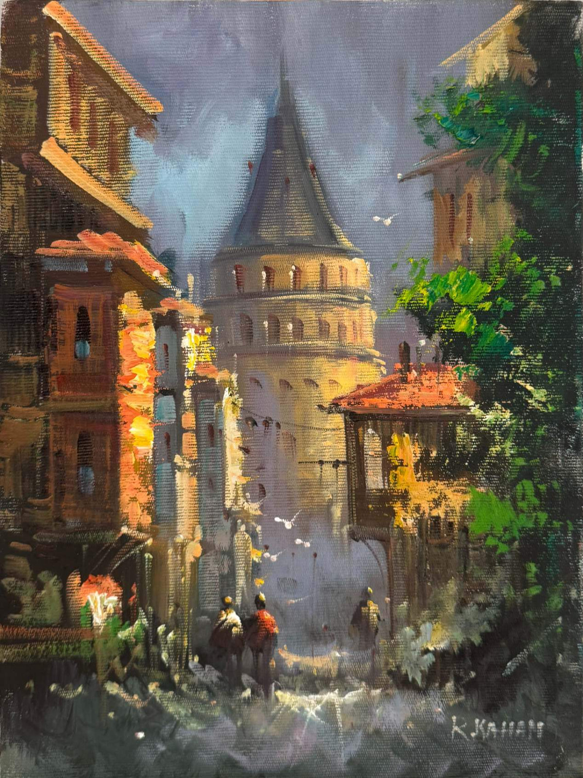 Kulenin Islak Sokağı Yağlı Boya Tablosu Simurg Sanatevi