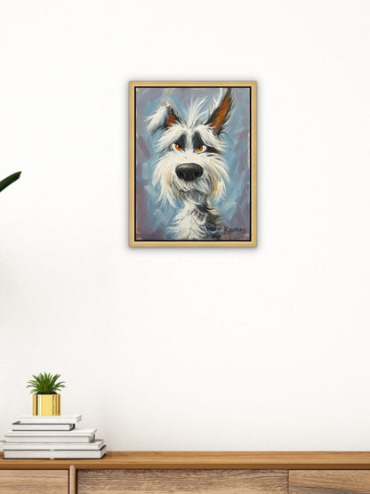 Yoğun Bakışlı Köpek Yağlı Boya Tablosu Simurg Sanatevi