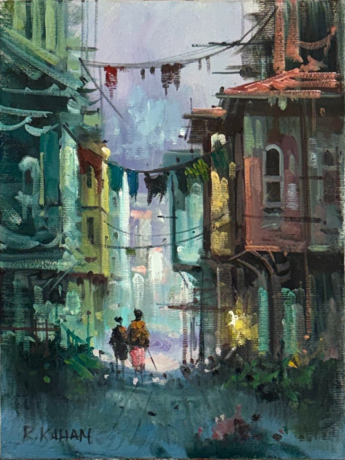 Mahalle Sokağı Yağlı Boya Tablosu Simurg Sanatevi