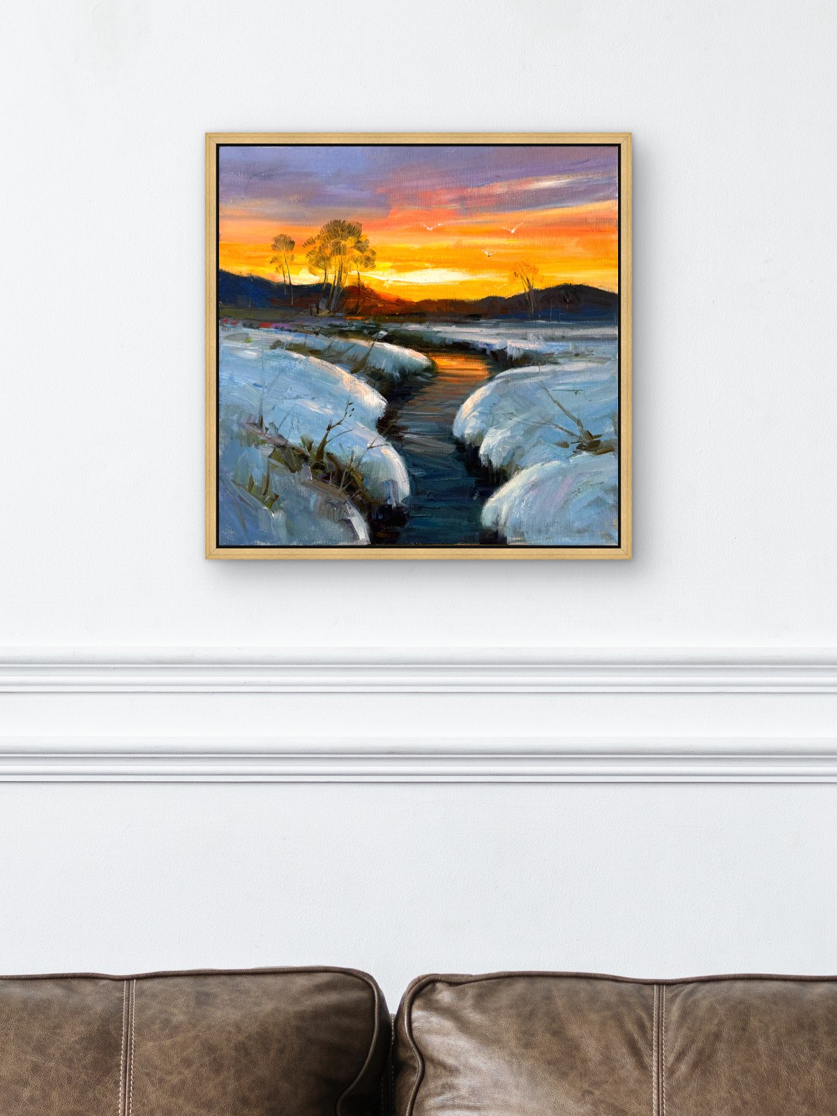 Kış Akşamında Dere Yağlı Boya Tablosu Simurg Sanatevi