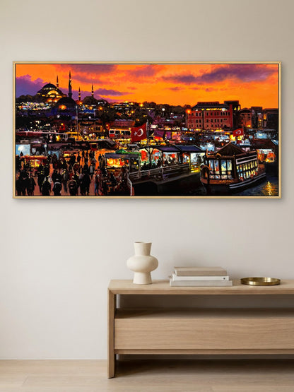 Gün Batımı Limanı Yağlı Boya Tablosu Simurg Sanatevi