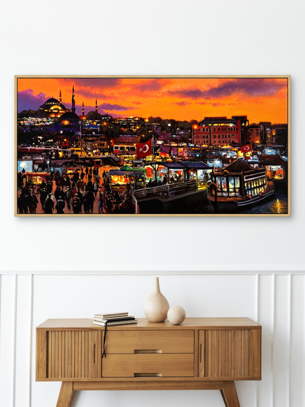 Gün Batımı Limanı Yağlı Boya Tablosu Simurg Sanatevi
