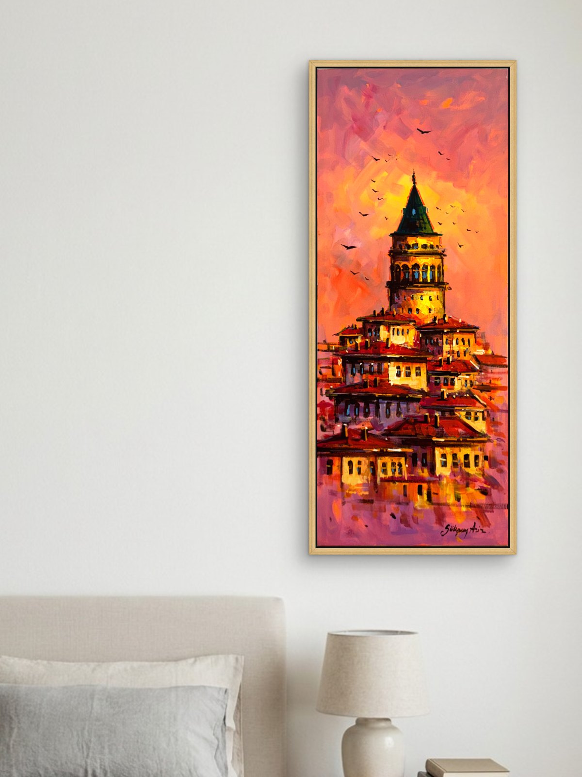 Gün Batımı ve Galata Yağlı Boya Tablosu Simurg Sanatevi