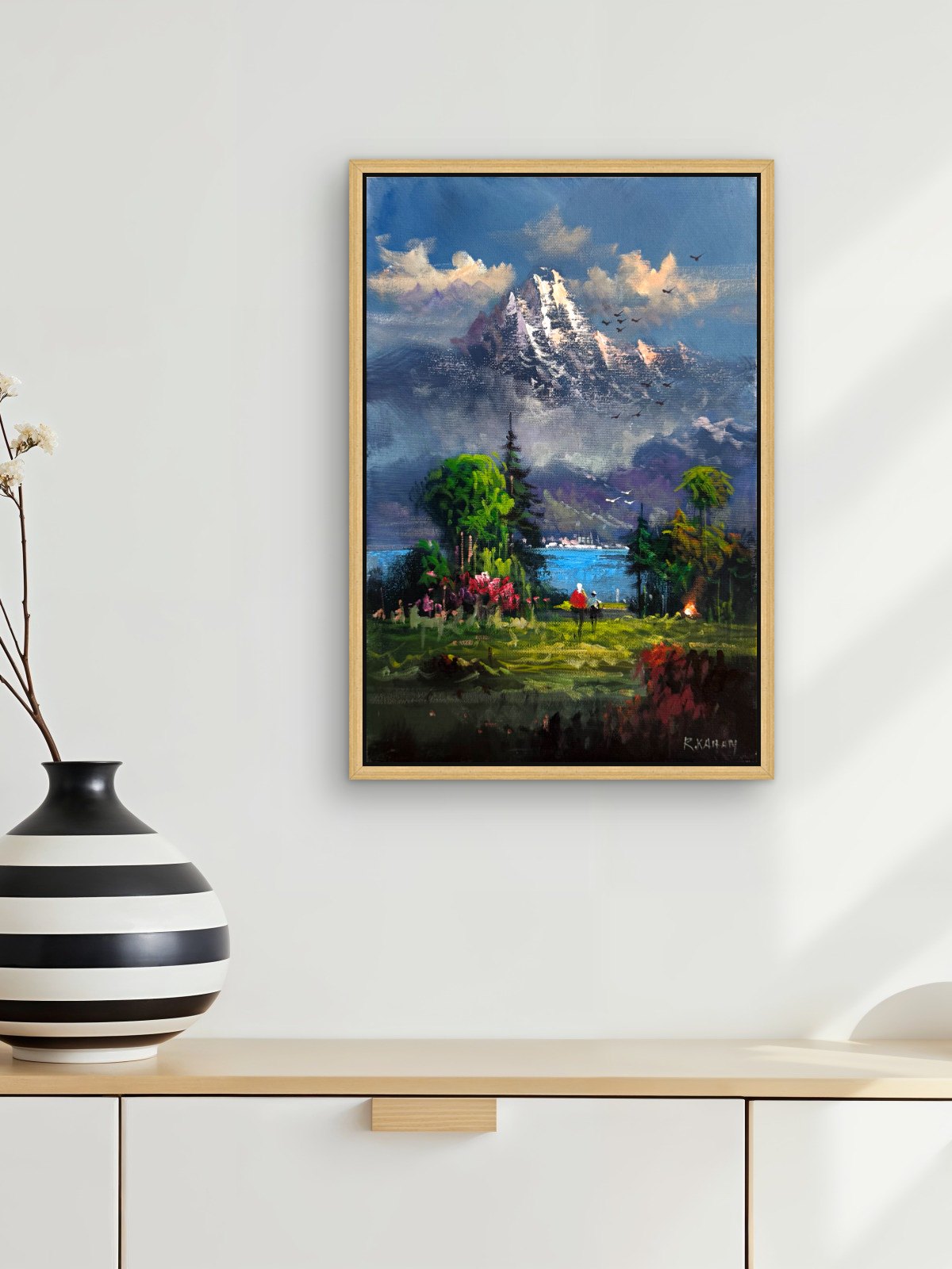 Dağların Sessiz Gölü Yağlı Boya Tablosu Simurg Sanatevi