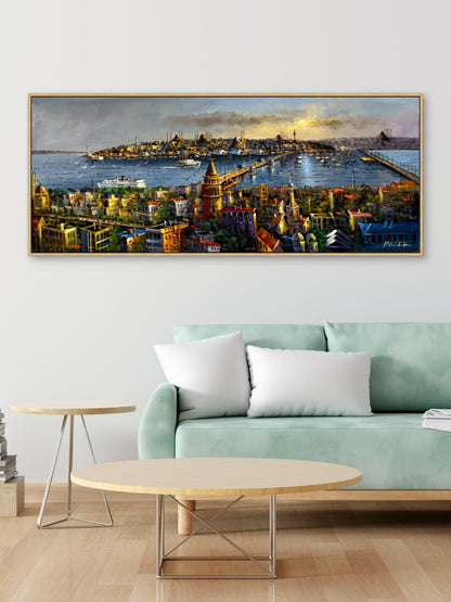 Galata'dan İstanbul Manzarası Yağlı Boya Tablosu Simurg Sanatevi