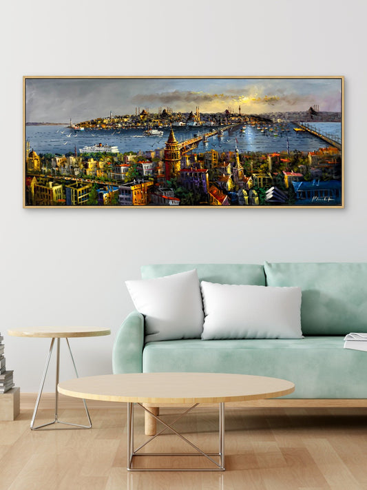 Galata'dan İstanbul Manzarası Yağlı Boya Tablosu Simurg Sanatevi