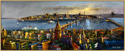 Galata'dan İstanbul Manzarası Yağlı Boya Tablosu Simurg Sanatevi