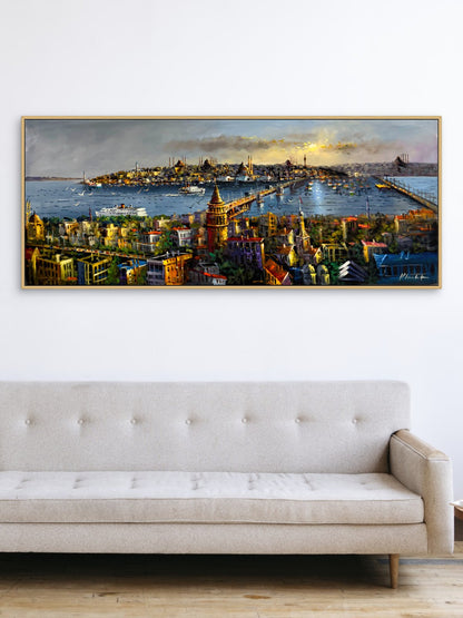 Galata'dan İstanbul Manzarası Yağlı Boya Tablosu Simurg Sanatevi