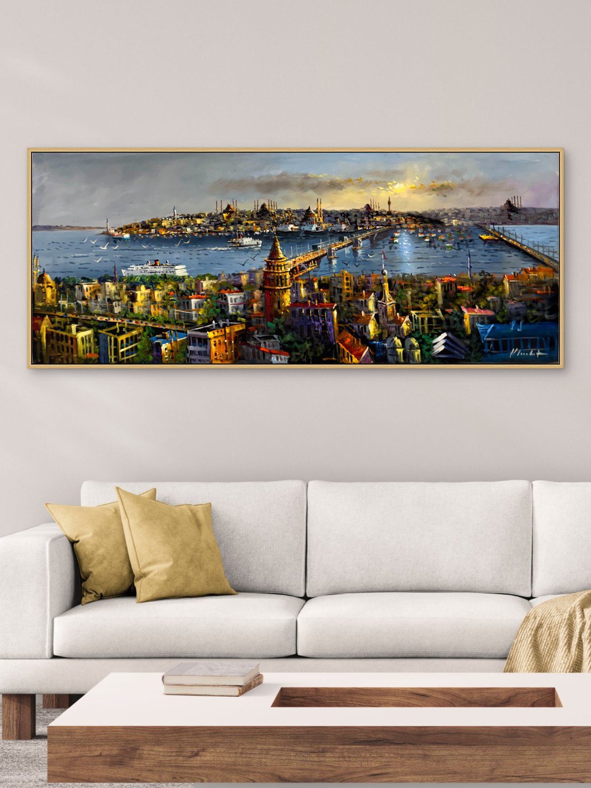 Galata'dan İstanbul Manzarası Yağlı Boya Tablosu Simurg Sanatevi
