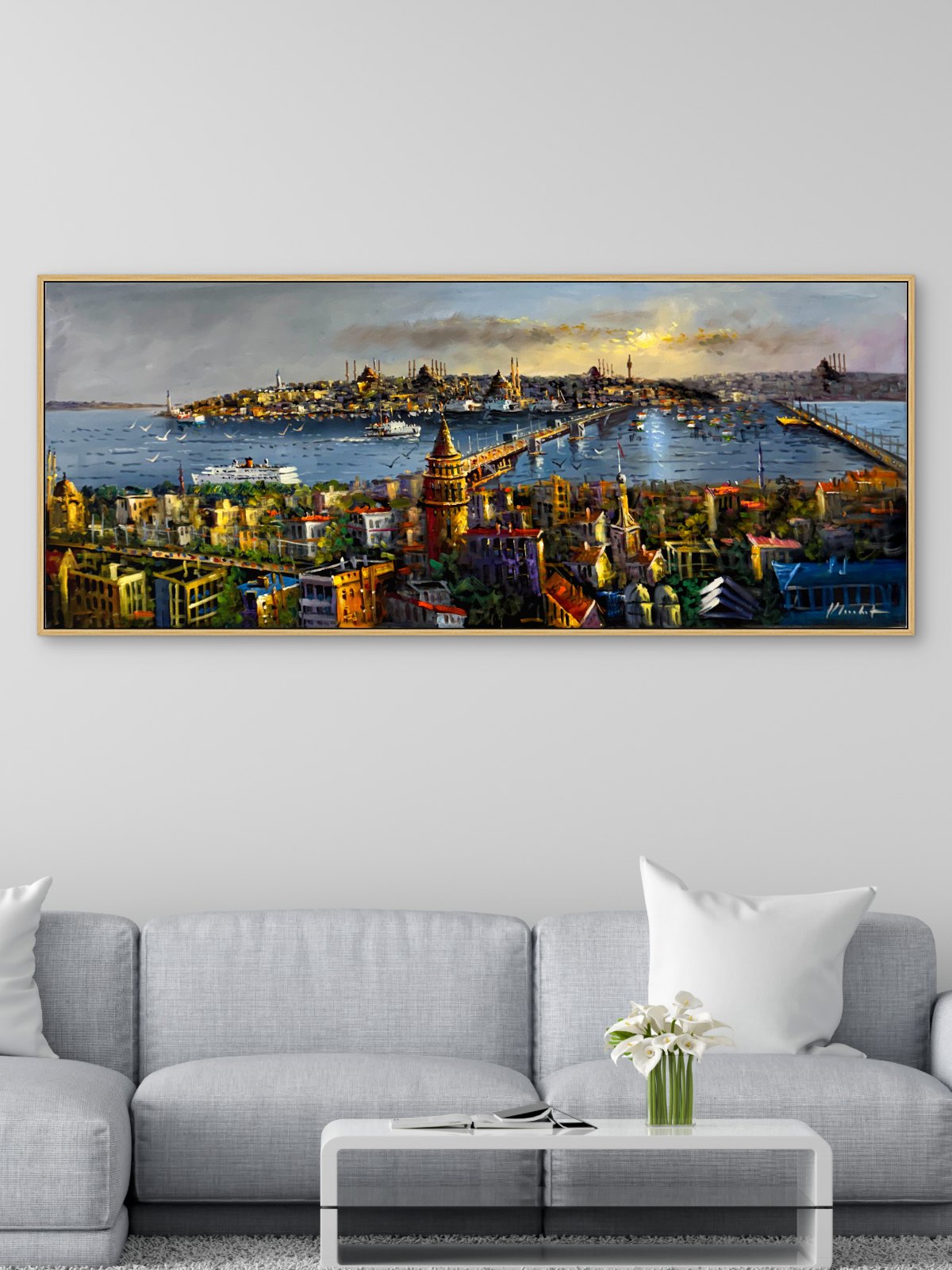 Galata'dan İstanbul Manzarası Yağlı Boya Tablosu Simurg Sanatevi