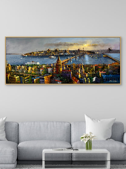 Galata'dan İstanbul Manzarası Yağlı Boya Tablosu Simurg Sanatevi