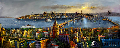 Galata'dan İstanbul Manzarası Yağlı Boya Tablosu Simurg Sanatevi