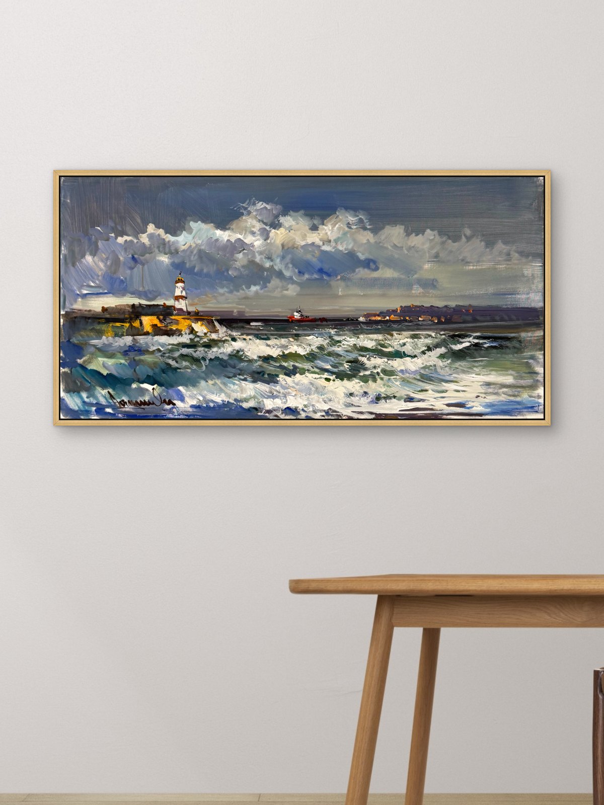 Fırtınalı Deniz Feneri Yağlı Boya Tablosu Simurg Sanatevi
