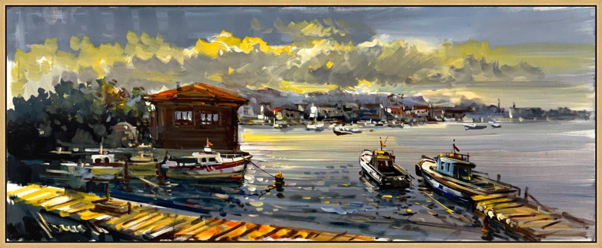 Fırtına Altında Liman Yağlı Boya Tablosu Simurg Sanatevi