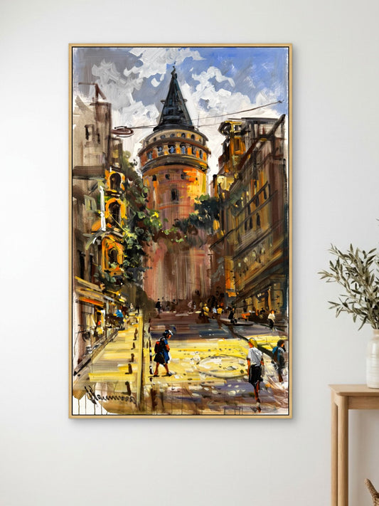 Galata Sokağı Yağlı Boya Tablosu Simurg Sanatevi