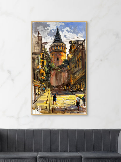 Galata Sokağı Yağlı Boya Tablosu Simurg Sanatevi