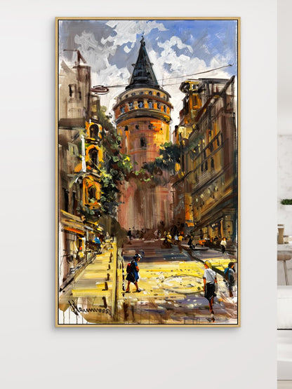 Galata Sokağı Yağlı Boya Tablosu Simurg Sanatevi