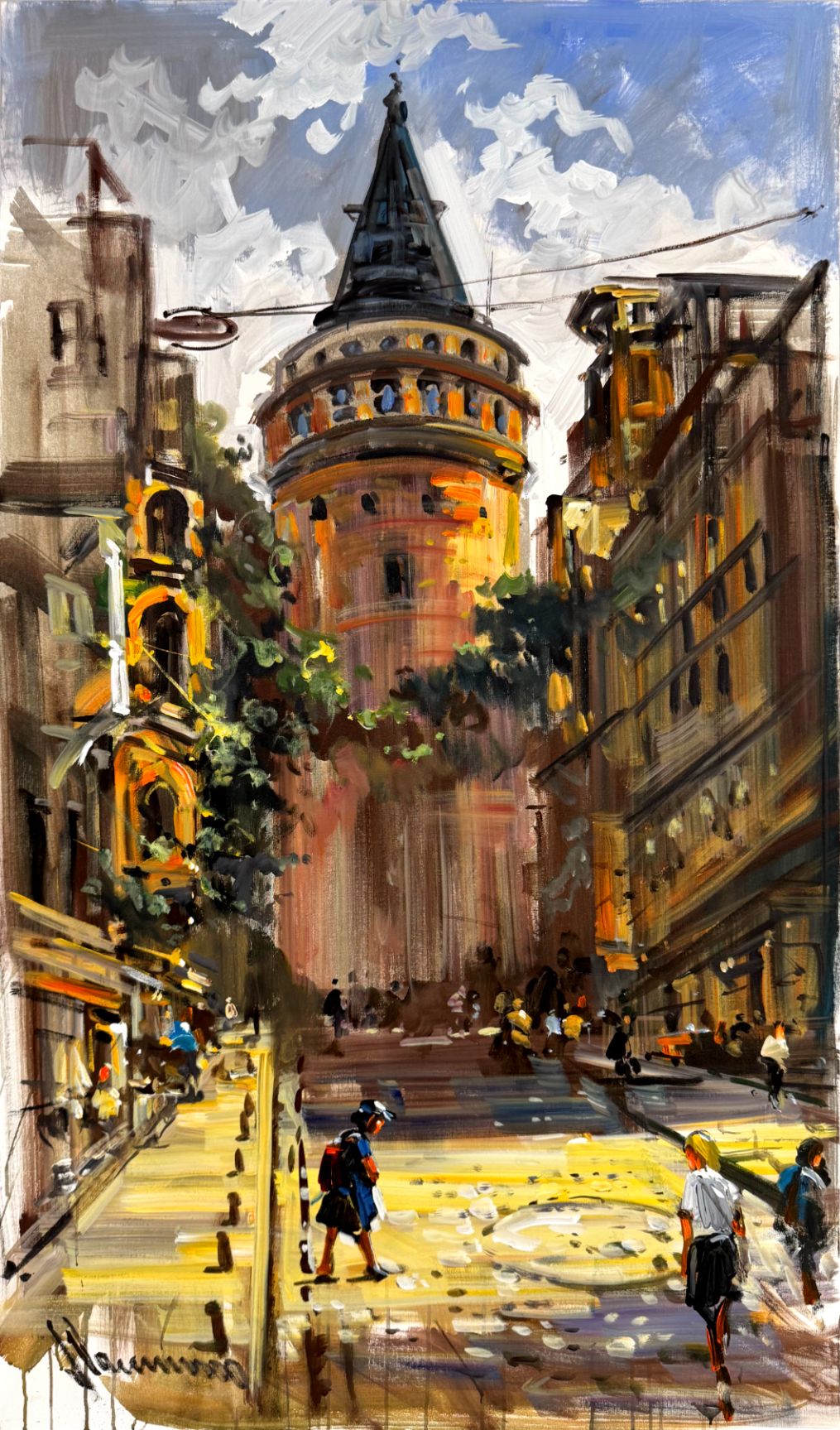 Galata Sokağı Yağlı Boya Tablosu Simurg Sanatevi