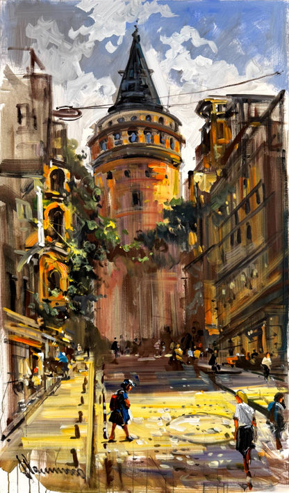 Galata Sokağı Yağlı Boya Tablosu Simurg Sanatevi