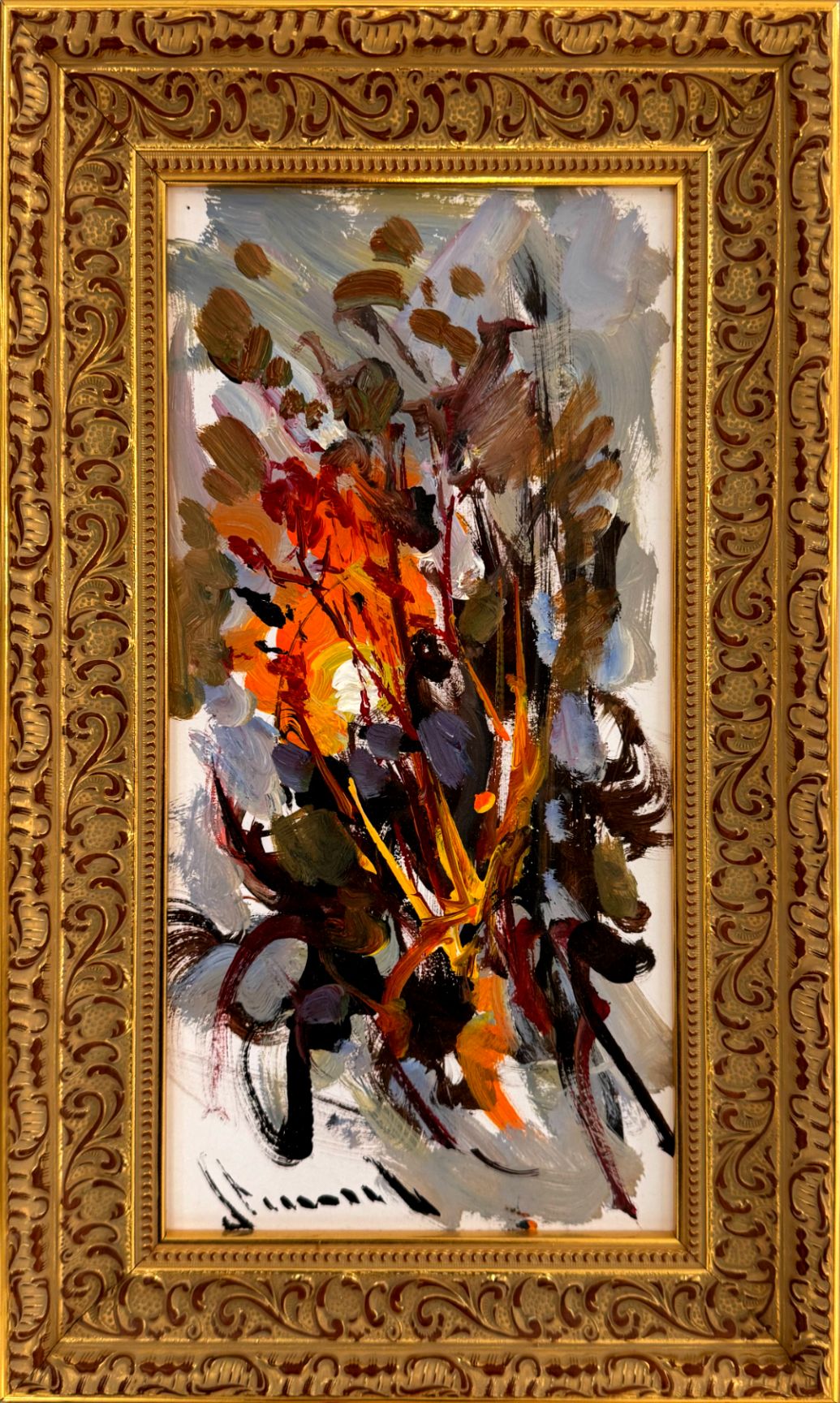 Soyut Yangın Yağlı Boya Tablosu Simurg Sanatevi