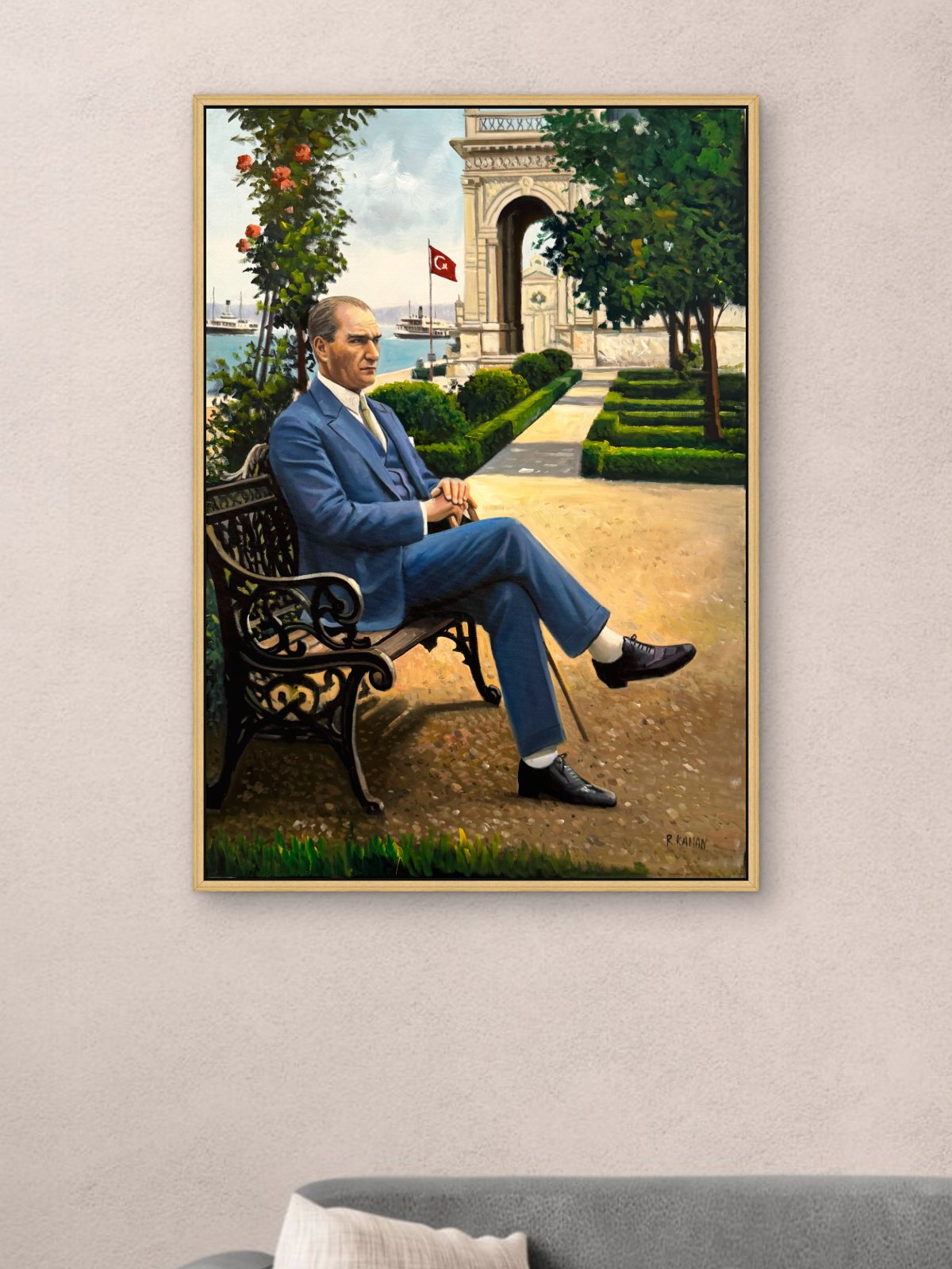 Atatürk Dolmabahçe'de Yağlı Boya Tablosu Simurg Sanatevi