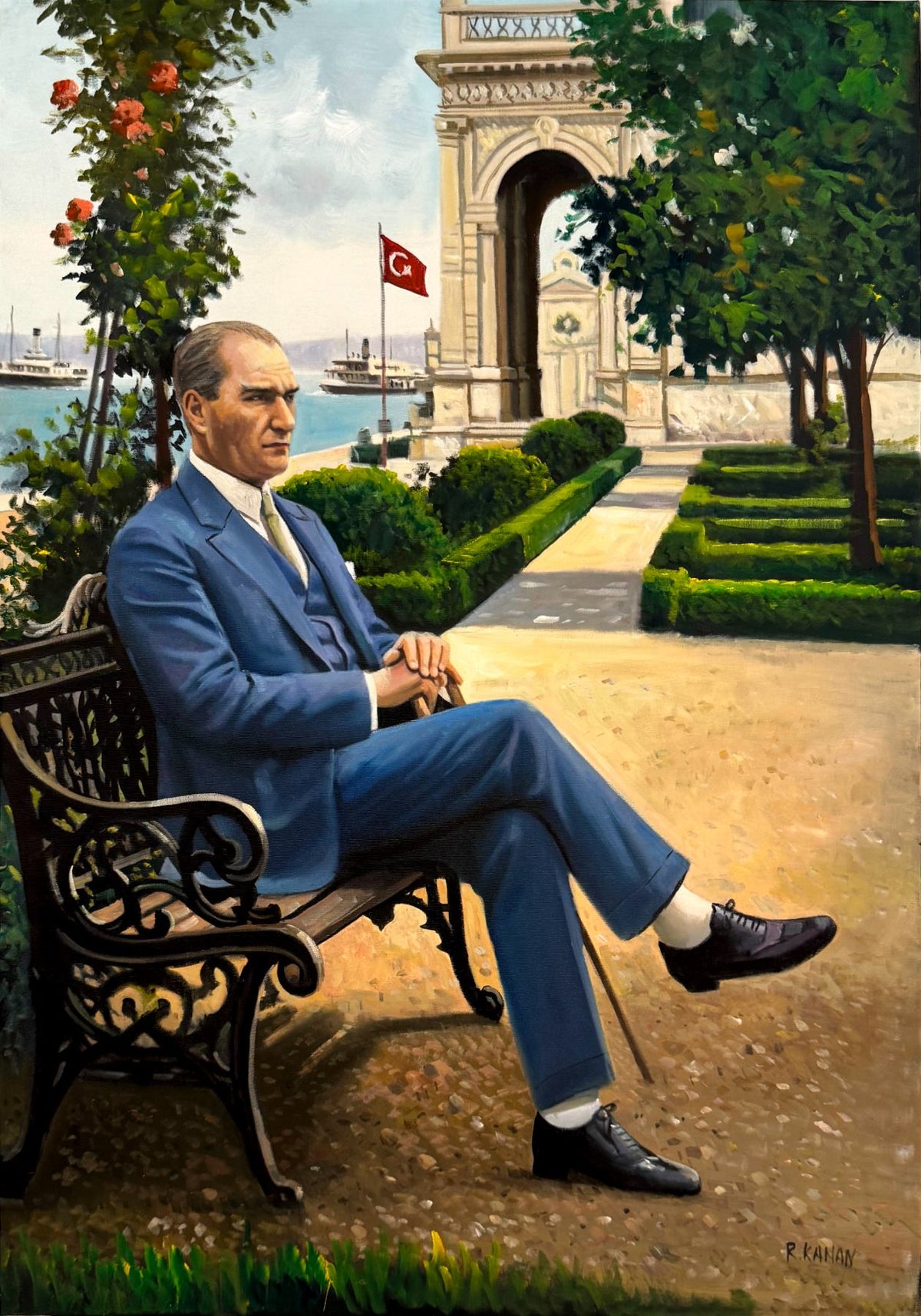 Atatürk Dolmabahçe'de Yağlı Boya Tablosu Simurg Sanatevi