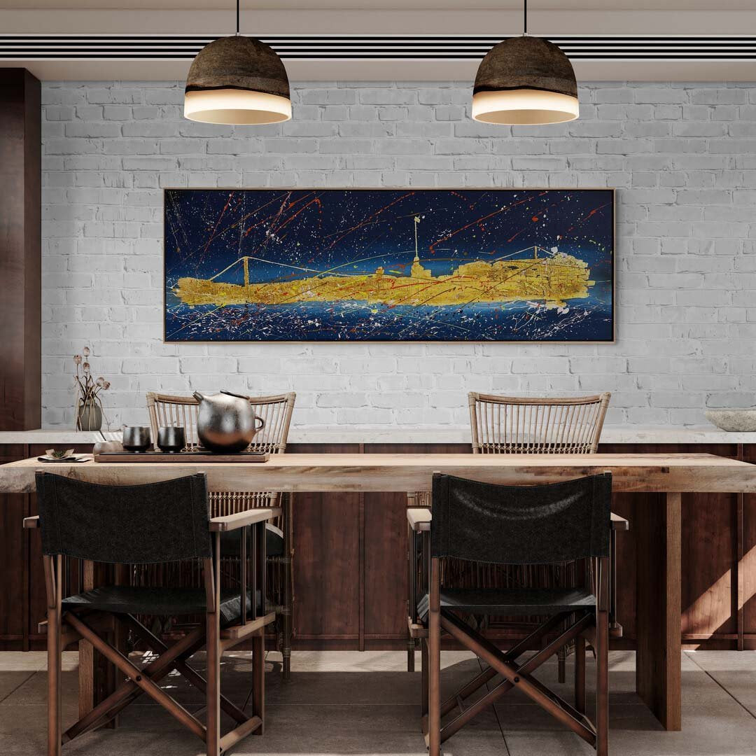 Şehir Işıltısı Yağlı Boya Tablosu