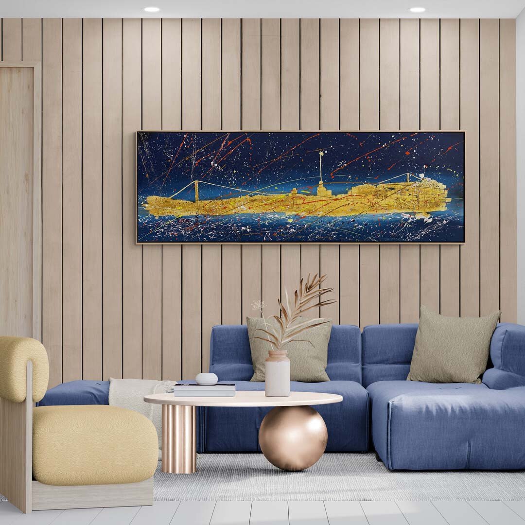 Şehir Işıltısı Yağlı Boya Tablosu